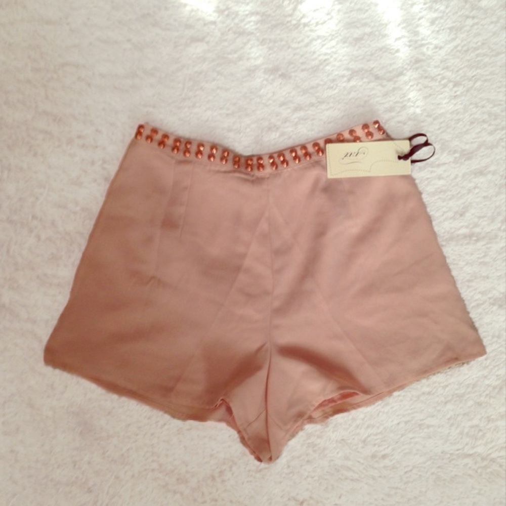 F21 Pink Gold Studded Shorts